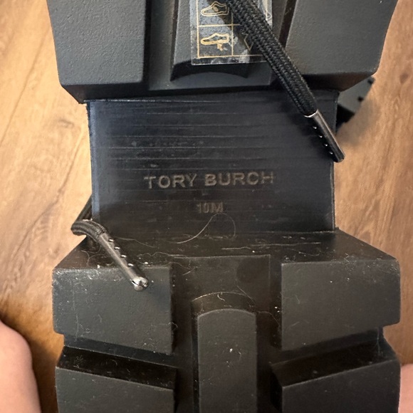 Tory Burch Miller Lug Hiking Boot with White Quilting - Picture 3 of 5